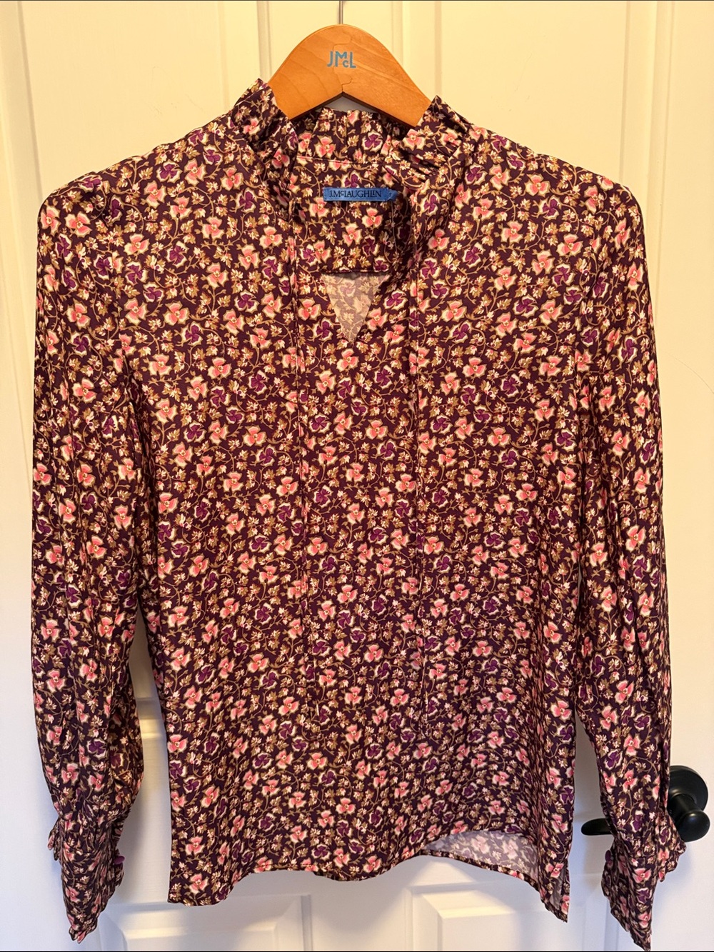 JMCL Cecilia Floral Blouse in Plum & Pink
